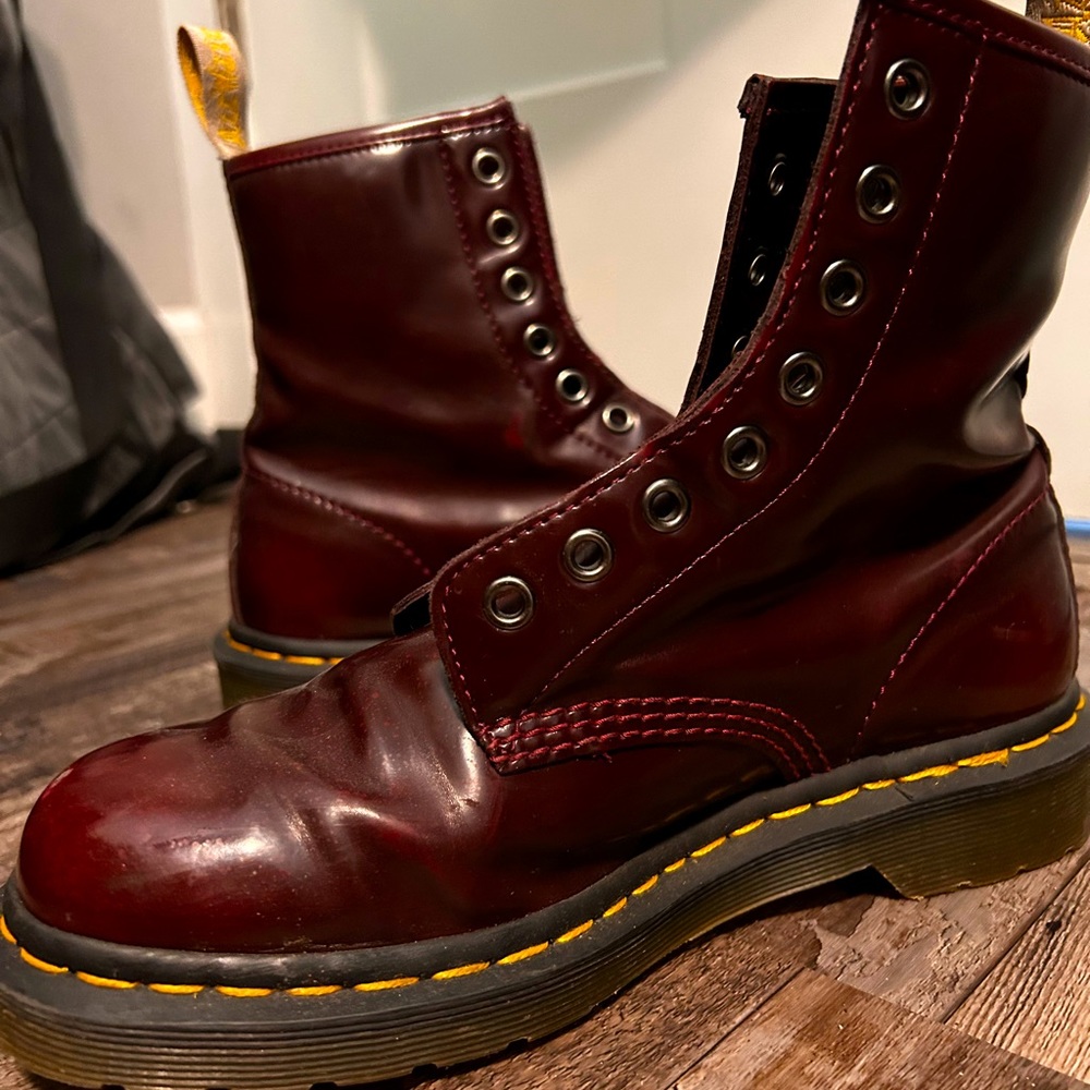 Vegan Cherry Red Leather Doc Martens